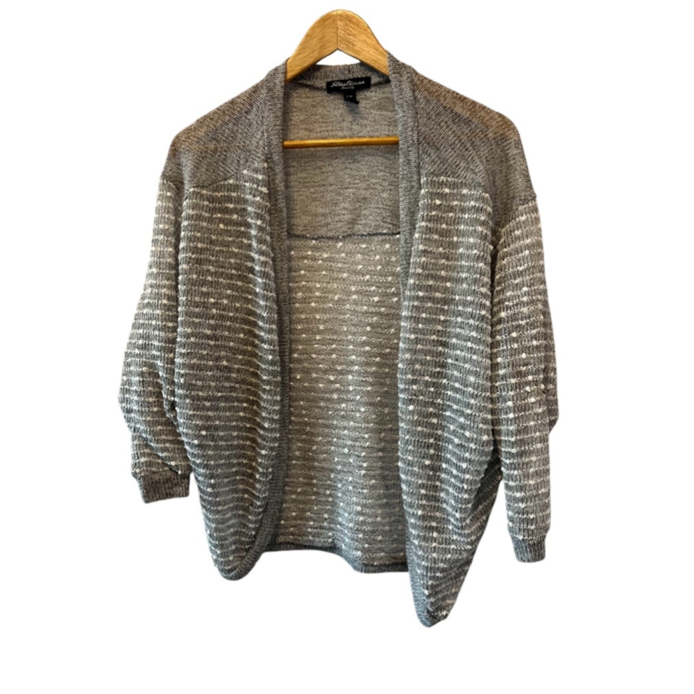STREETWEAR SOCIETY Black & White Striped Lightweight Knit Oversized Cardigan S